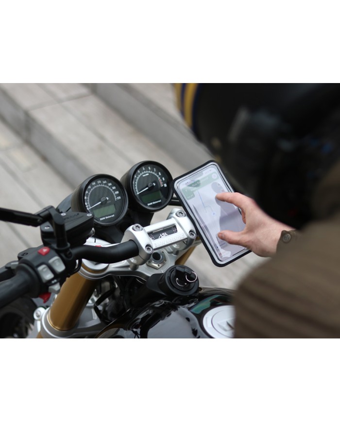 Support téléphone pour moto vissé sur guidon Shapeheart avec pochette